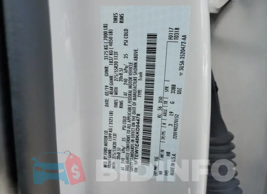 1FTEW1E48KKD04478 Photo# 12