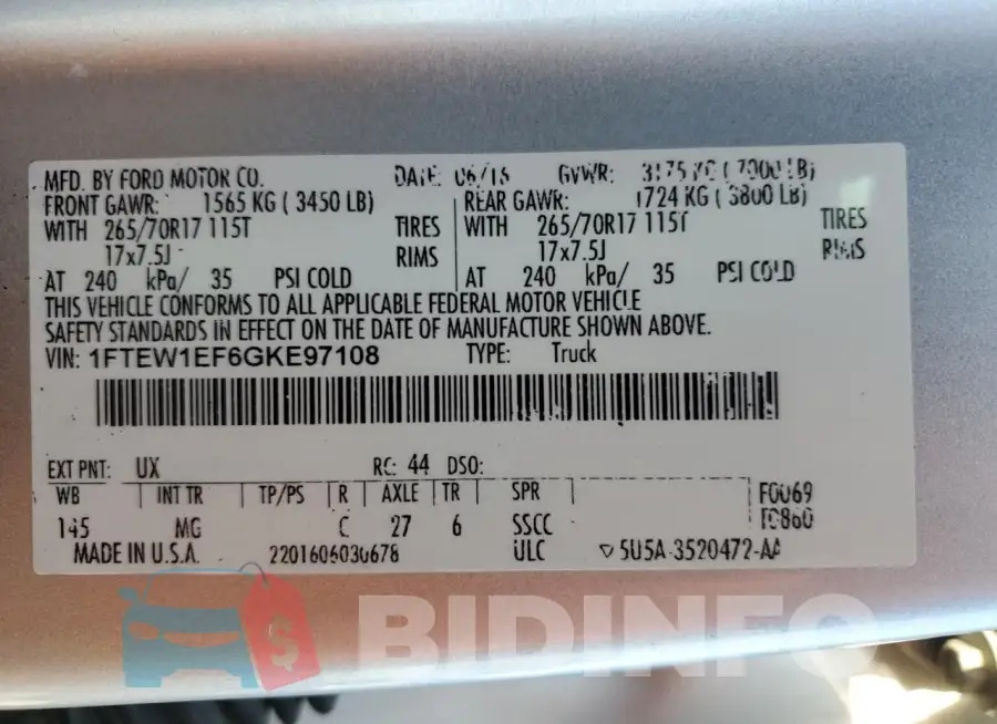 1FTEW1EF6GKE97108 Photo# 13