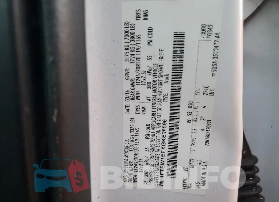 1FTEW1EFXGKE26896 Photo# 12