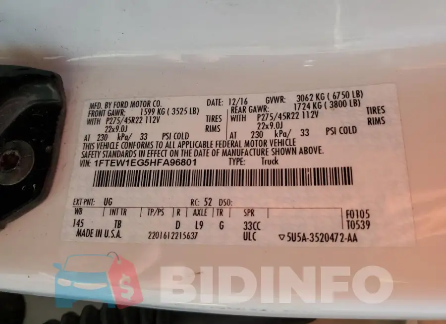 1FTEW1EG5HFA96801 Photo# 12