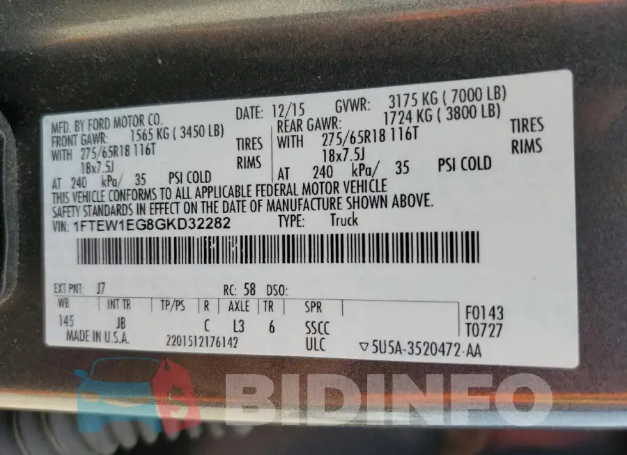 1FTEW1EG8GKD32282 Photo# 12