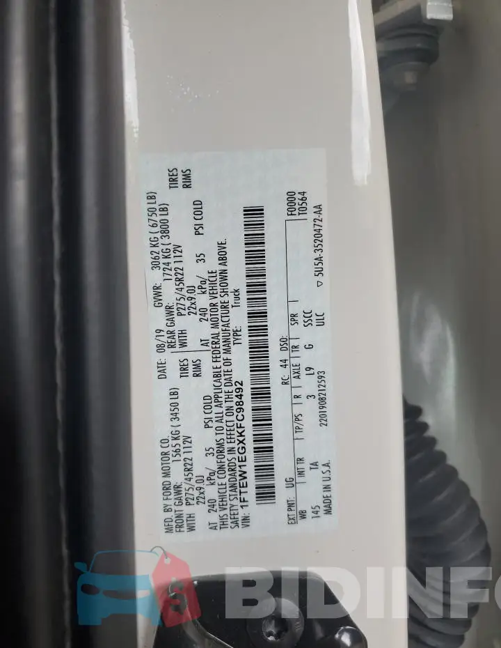 1FTEW1EGXKFC98492 Photo# 13