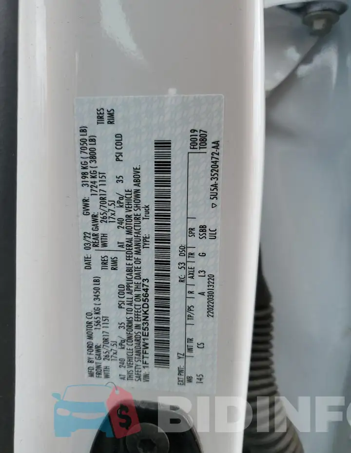 1FTFW1E53NKD56473 Photo# 12