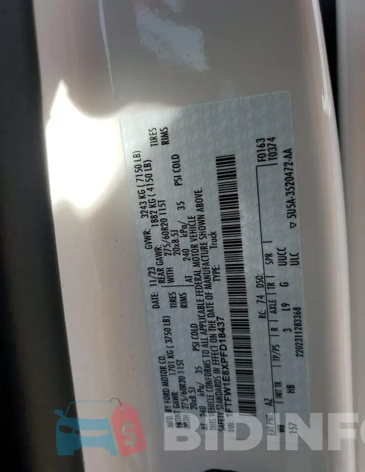 1FTFW1E8XPFD18437 Photo# 12