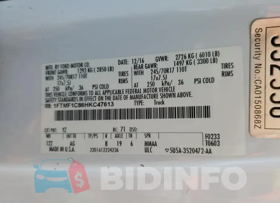 1FTMF1C86HKC47613 Photo# 12