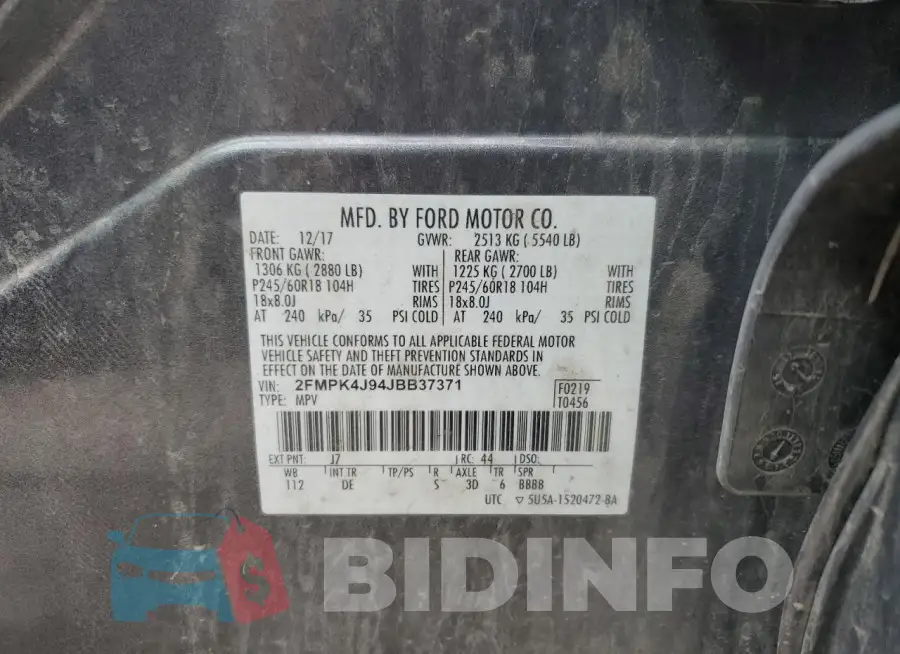 2FMPK4J94JBB37371 Photo# 13
