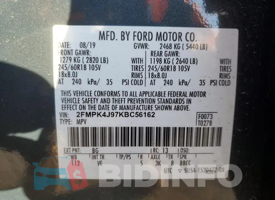 2FMPK4J97KBC56162 Photo# 13