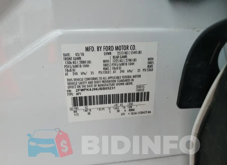 2FMPK4J98JBB85231 Photo# 12