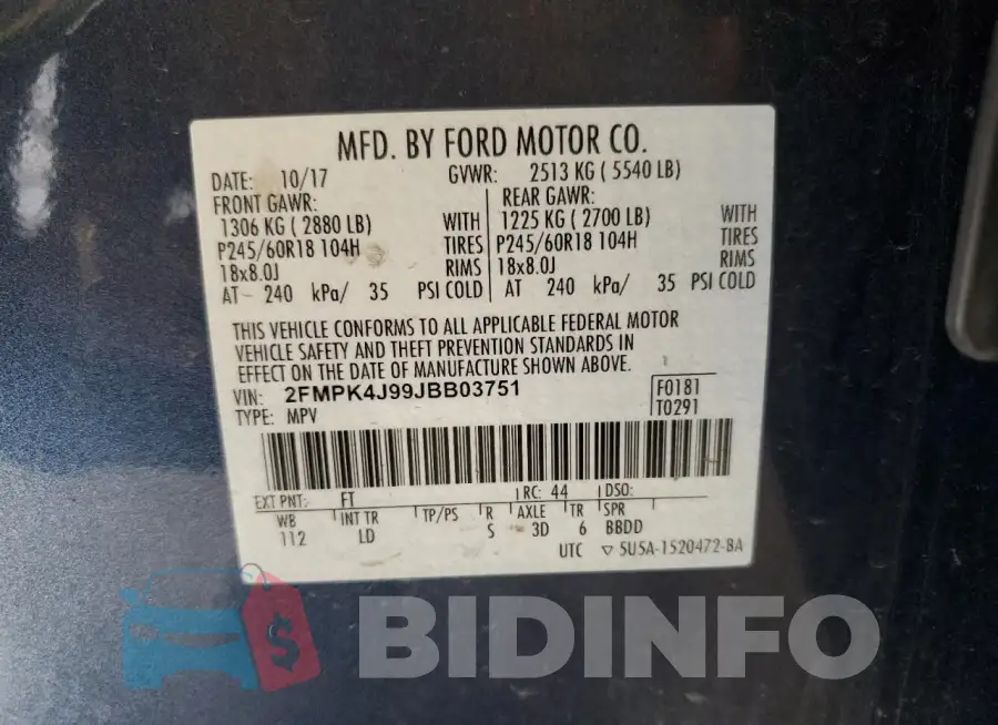2FMPK4J99JBB03751 Photo# 13