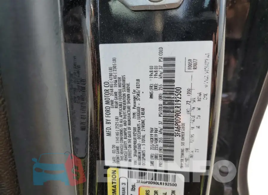 3FA6P0D90LR192500 Photo# 12