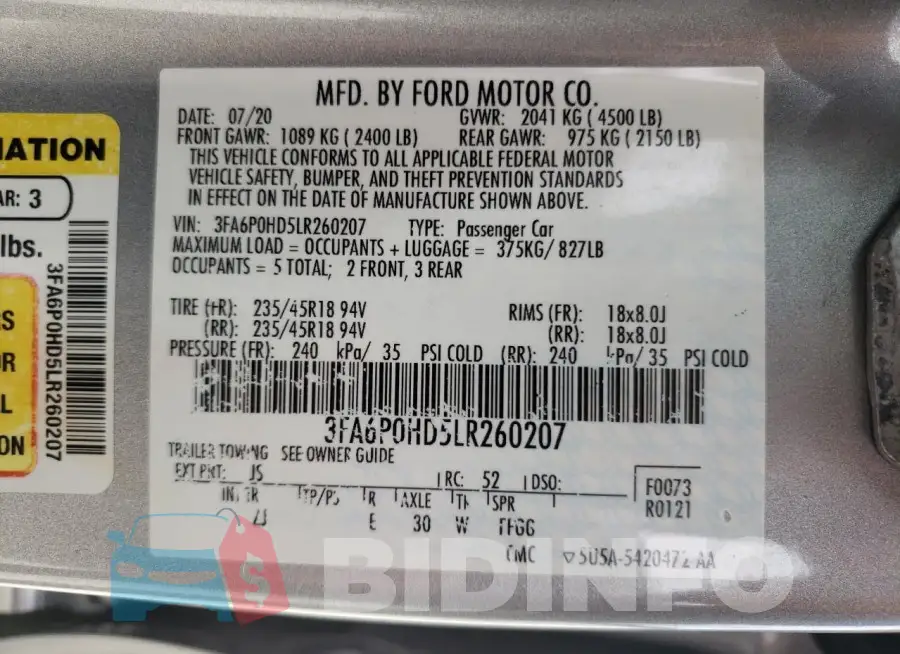 3FA6P0HD5LR260207 Photo# 12