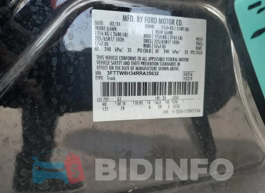 3FTTW8H34RRA35632 Photo# 12