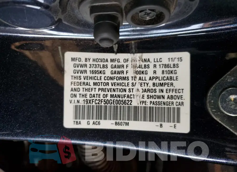 19XFC2F50GE005622 Photo# 12