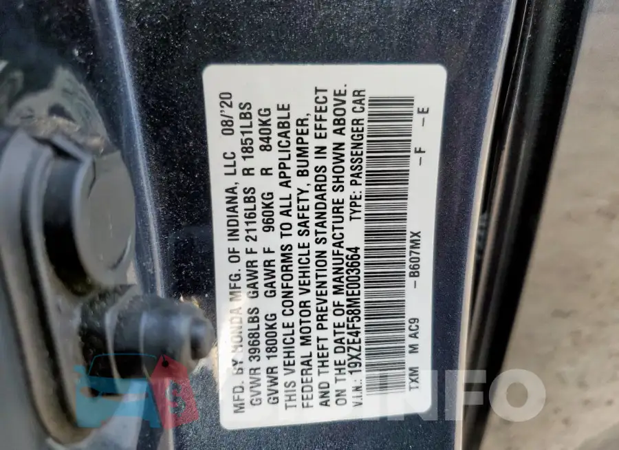 19XZE4F58ME003664 Photo# 12