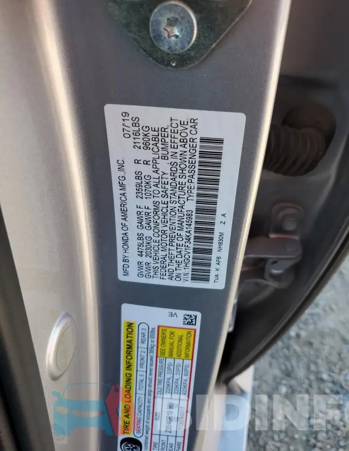 1HGCV1F34KA145983 Photo# 12