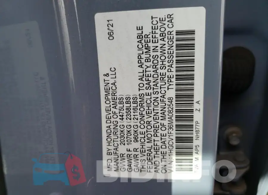 1HGCV1F36MA082548 Photo# 12