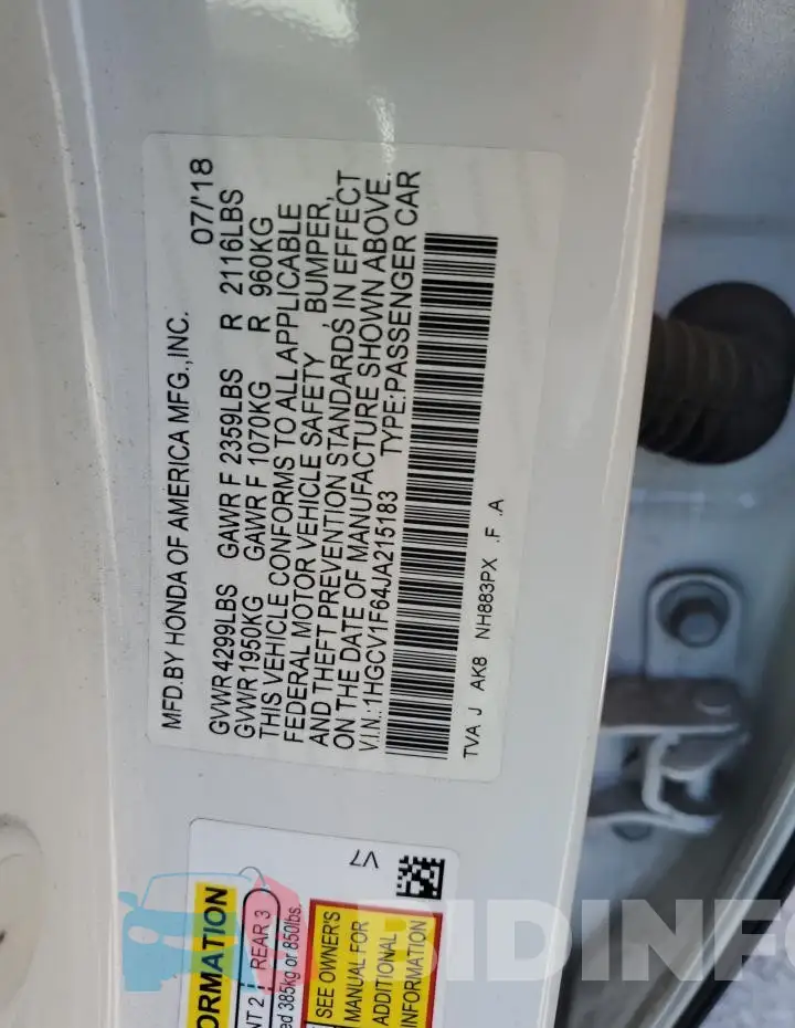 1HGCV1F64JA215183 Photo# 12