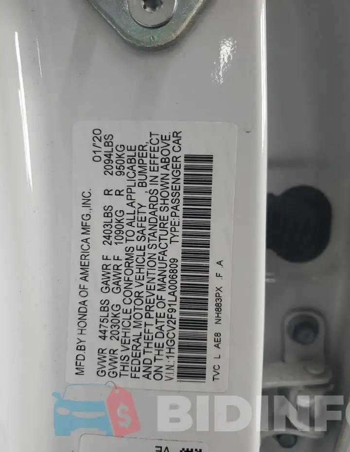 1HGCV2F91LA006809 Photo# 12