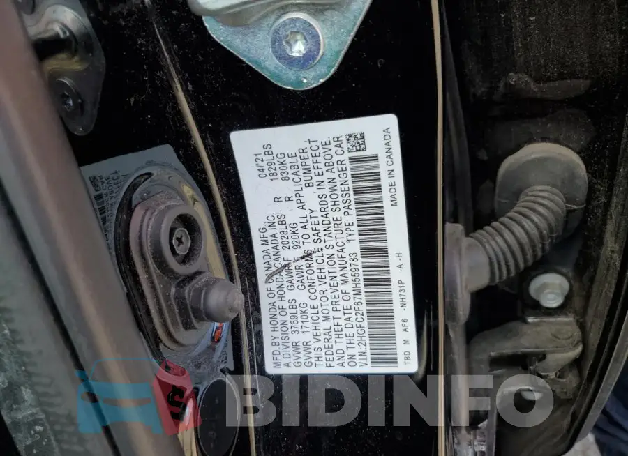 2HGFC2F67MH559783 Photo# 12