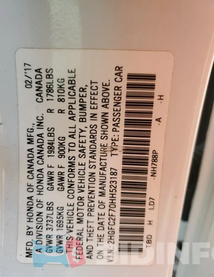 2HGFC2F70HH523187 Photo# 12