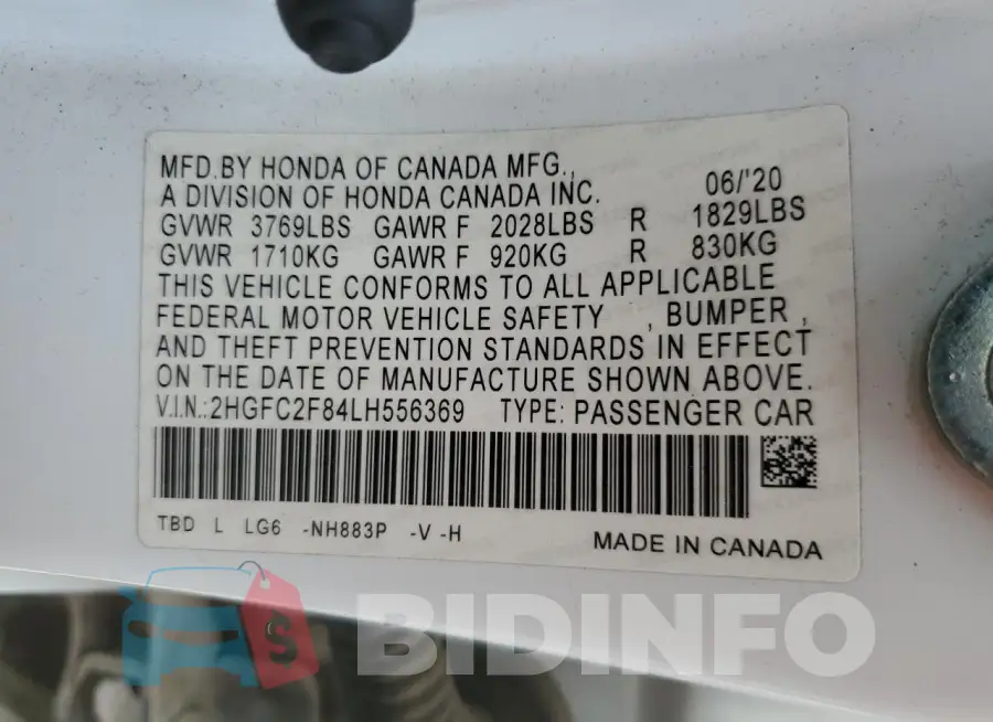 2HGFC2F84LH556369 Photo# 12