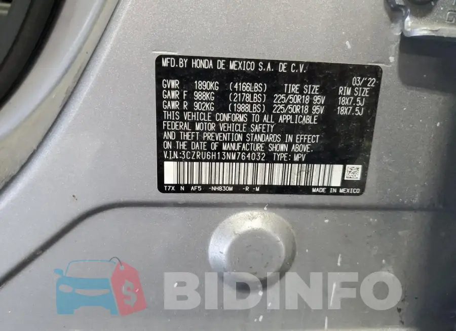 3CZRU6H13NM764032 Photo# 13