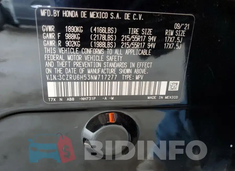 3CZRU6H53NM717277 Photo# 13
