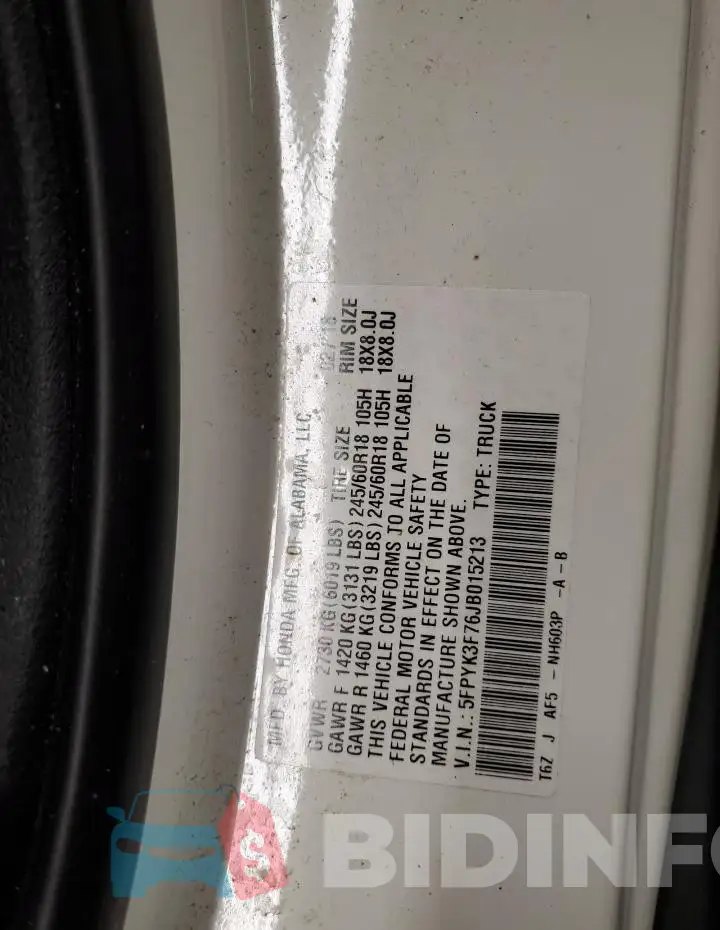 5FPYK3F76JB015213 Photo# 12