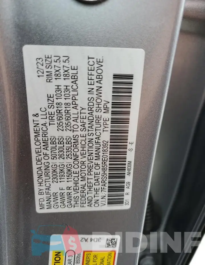 7FARS5H85RE018392 Photo# 13