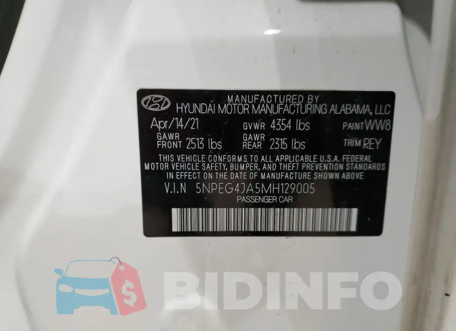 5NPEG4JA5MH129005 Photo# 12
