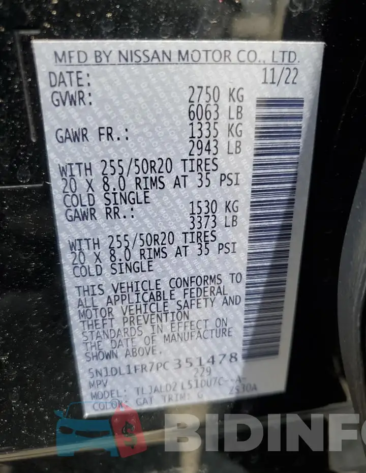 5N1DL1FR7PC351478 Photo# 13