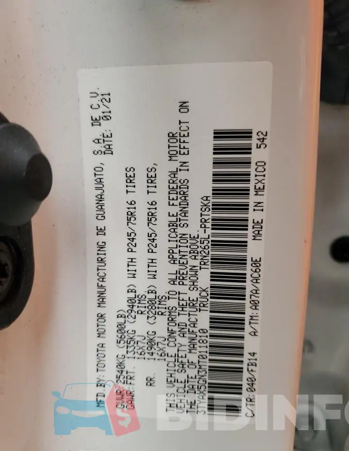 3TYAX5GN3MT011810 Photo# 12