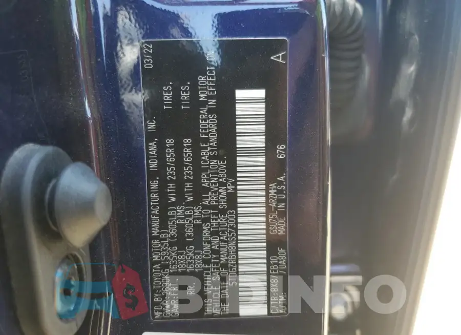 5TDGZRBH8NS573003 Photo# 13
