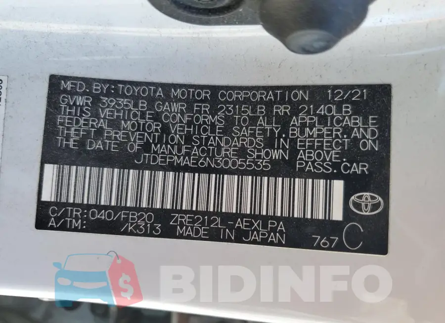JTDEPMAE6N3005535 Photo# 13