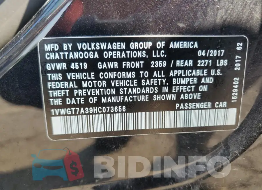 1VWGT7A39HC073656 Photo# 12