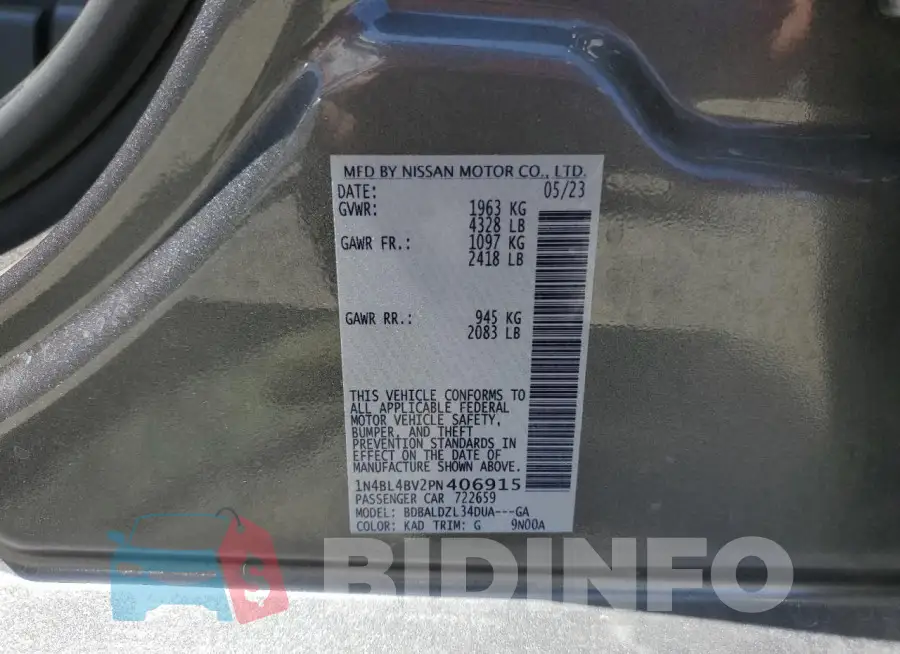 1N4BL4BV2PN406915 Photo# 12