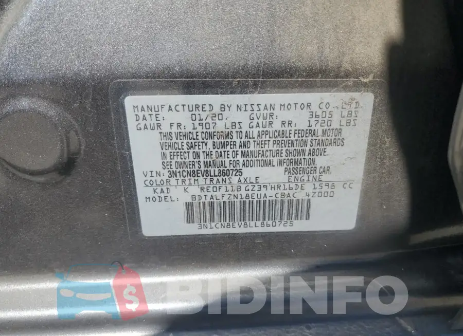 3N1CN8EV8LL860725 Photo# 12