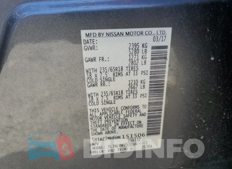 5N1AZ2MH6HN151506 Photo# 14
