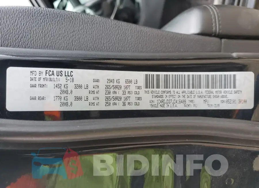 1C4RDJDG7JC416409 Photo# 13