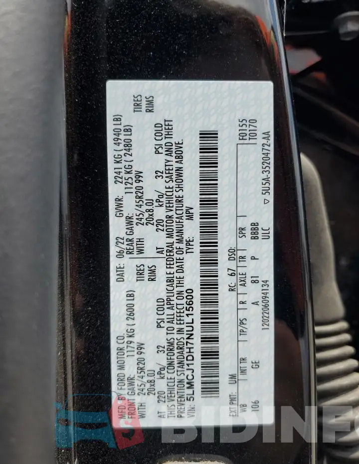 5LMCJ1DH7NUL15600 Photo# 14