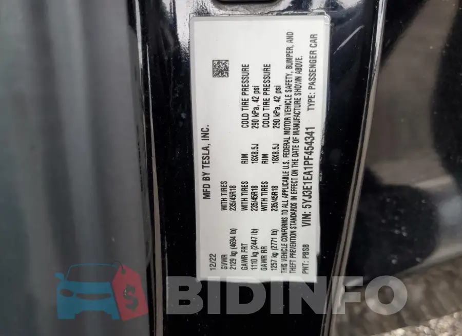 5YJ3E1EA1PF454341 Photo# 13