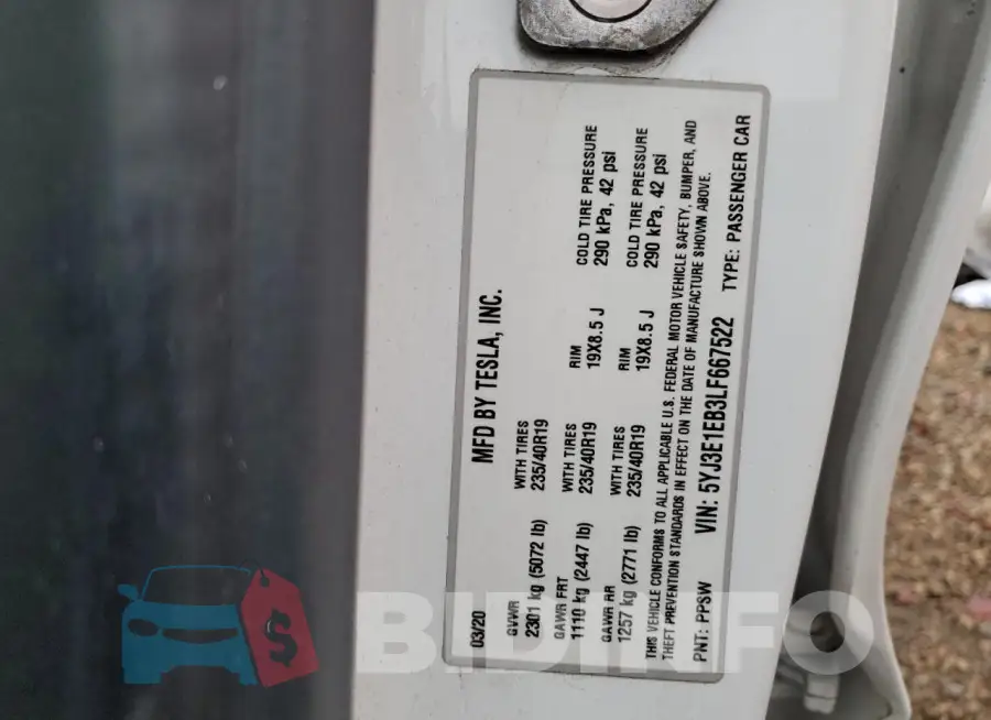 5YJ3E1EB3LF667522 Photo# 13