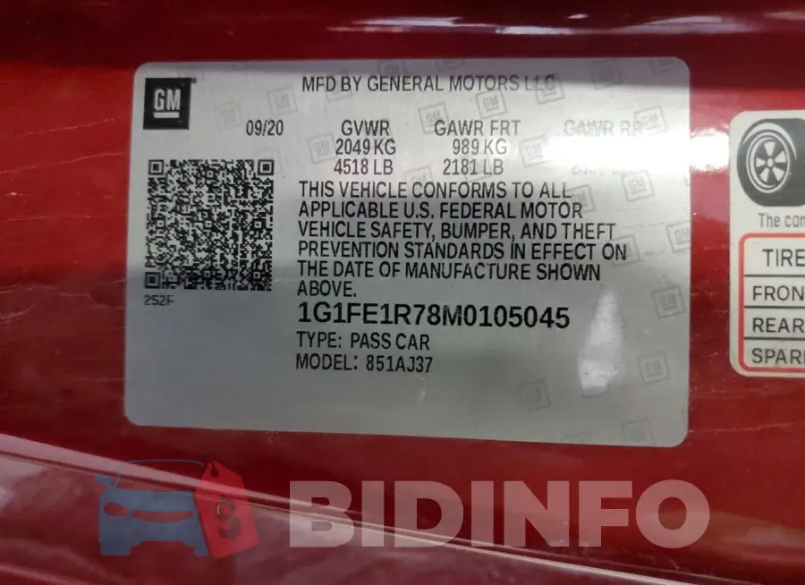 1G1FE1R78M0105045 Photo# 13