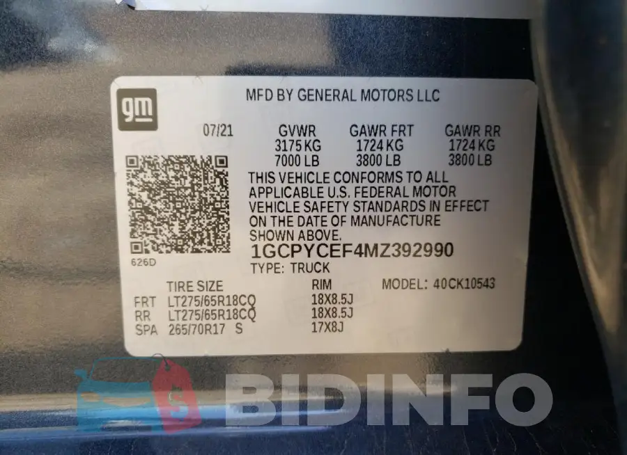 1GCPYCEF4MZ392990 Photo# 13