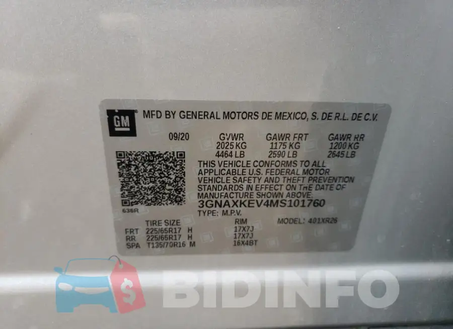 3GNAXKEV4MS101760 Photo# 13