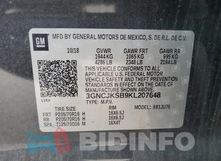 3GNCJKSB9KL207648 Photo# 12