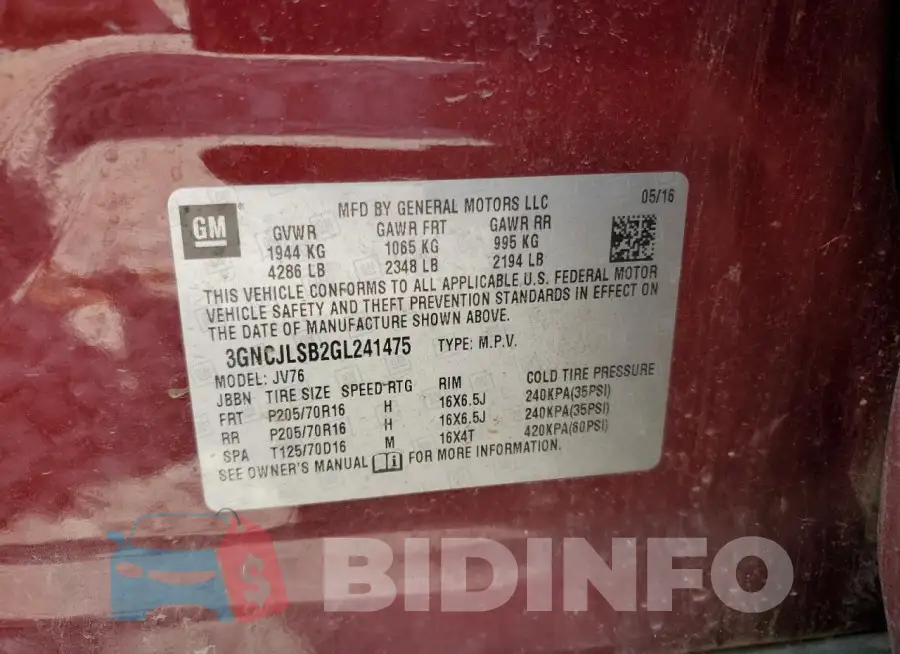 3GNCJLSB2GL241475 Photo# 13