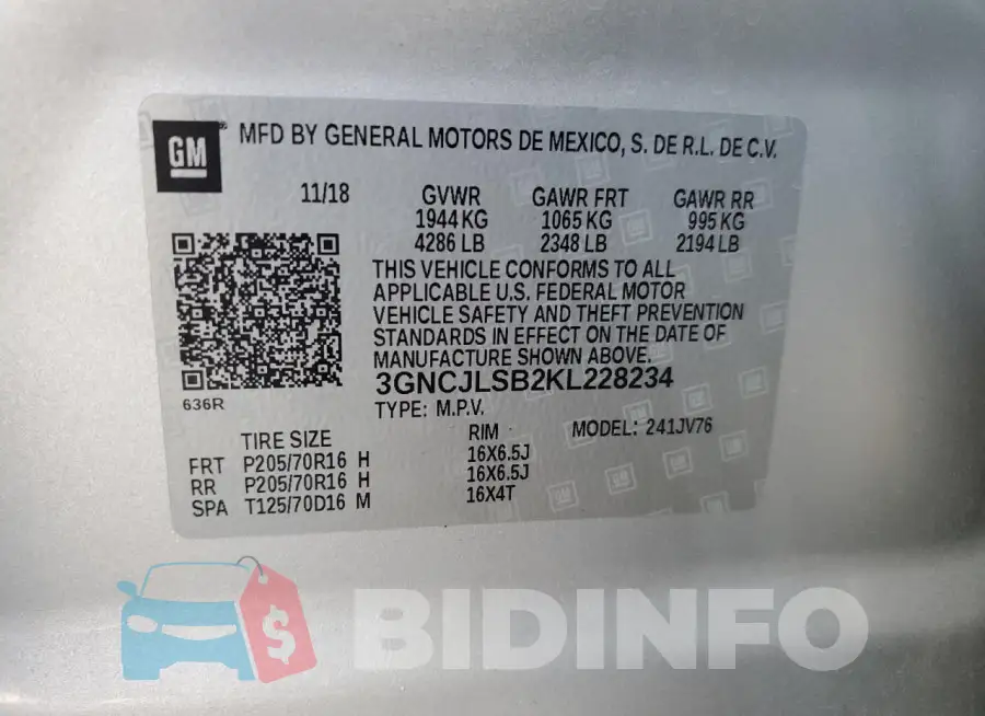 3GNCJLSB2KL228234 Photo# 13