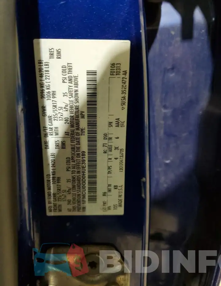 1FMCU0GD0HUE39189 Photo# 13