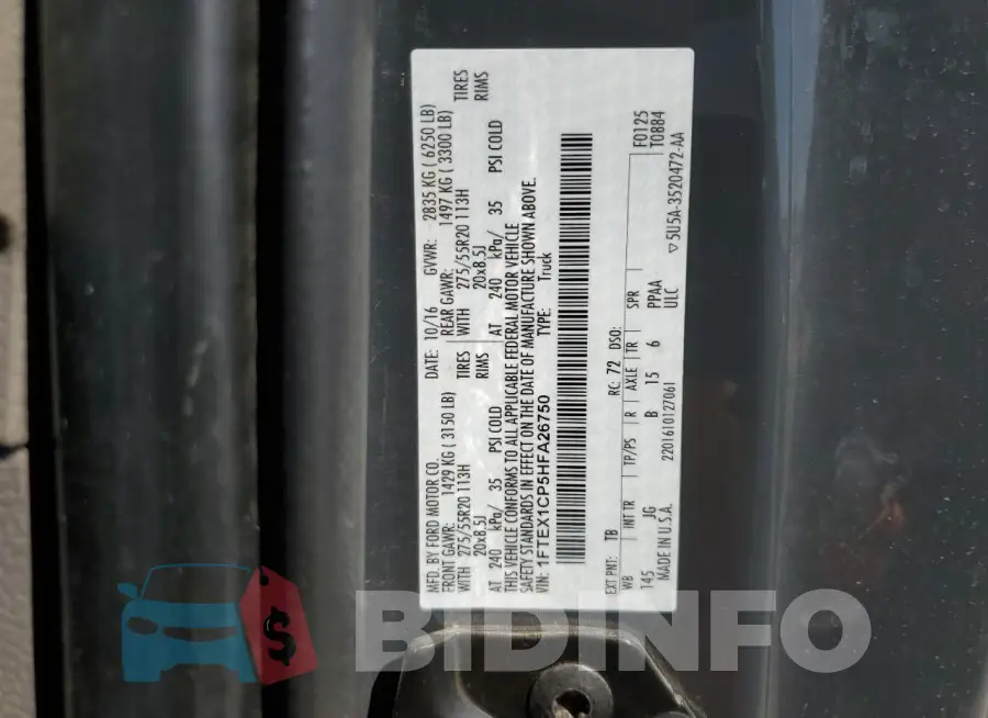 1FTEX1CP5HFA26750 Photo# 12